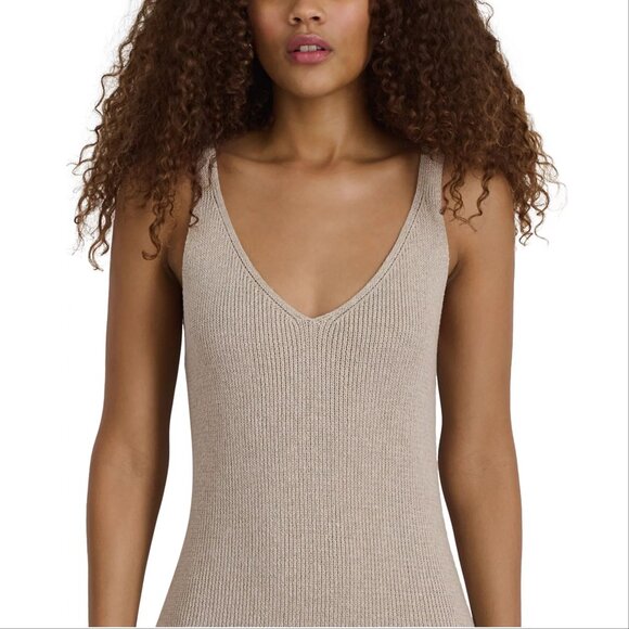 ALEX MILL Cara DRESS Size XL Sleeveless Midi Ribbed Knit Oatmeal Linen NEW $215 - Picture 6 of 11